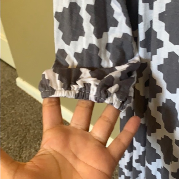 White / Gray 3/4 Length Sleeve Boutique Dress - Picture 2 of 10